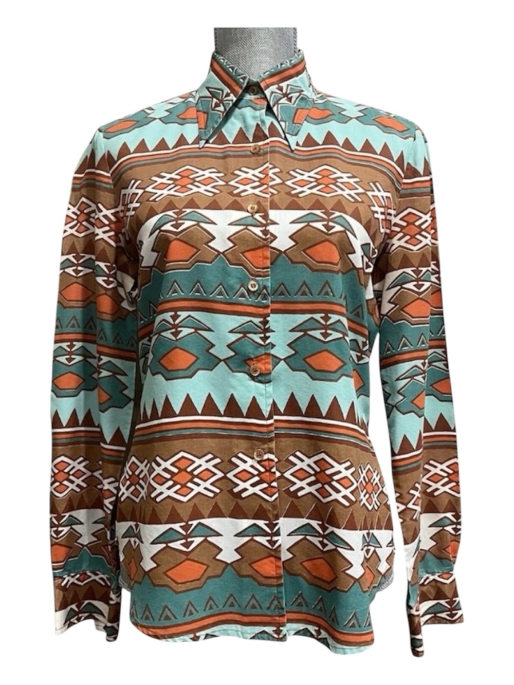 Intuitions Kathy Manning Button Up Shirt 10/12 Aztec Tribal Abstract Vintage